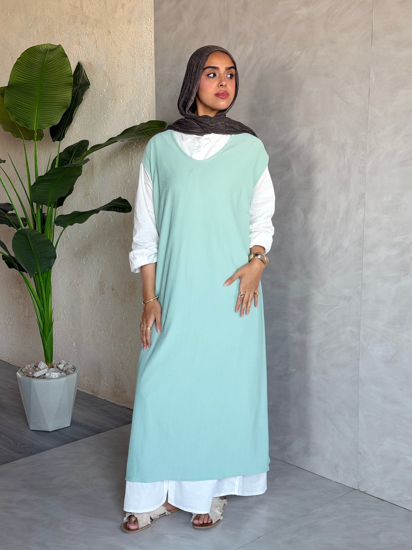 The Easy Layer Vest In Mint Green