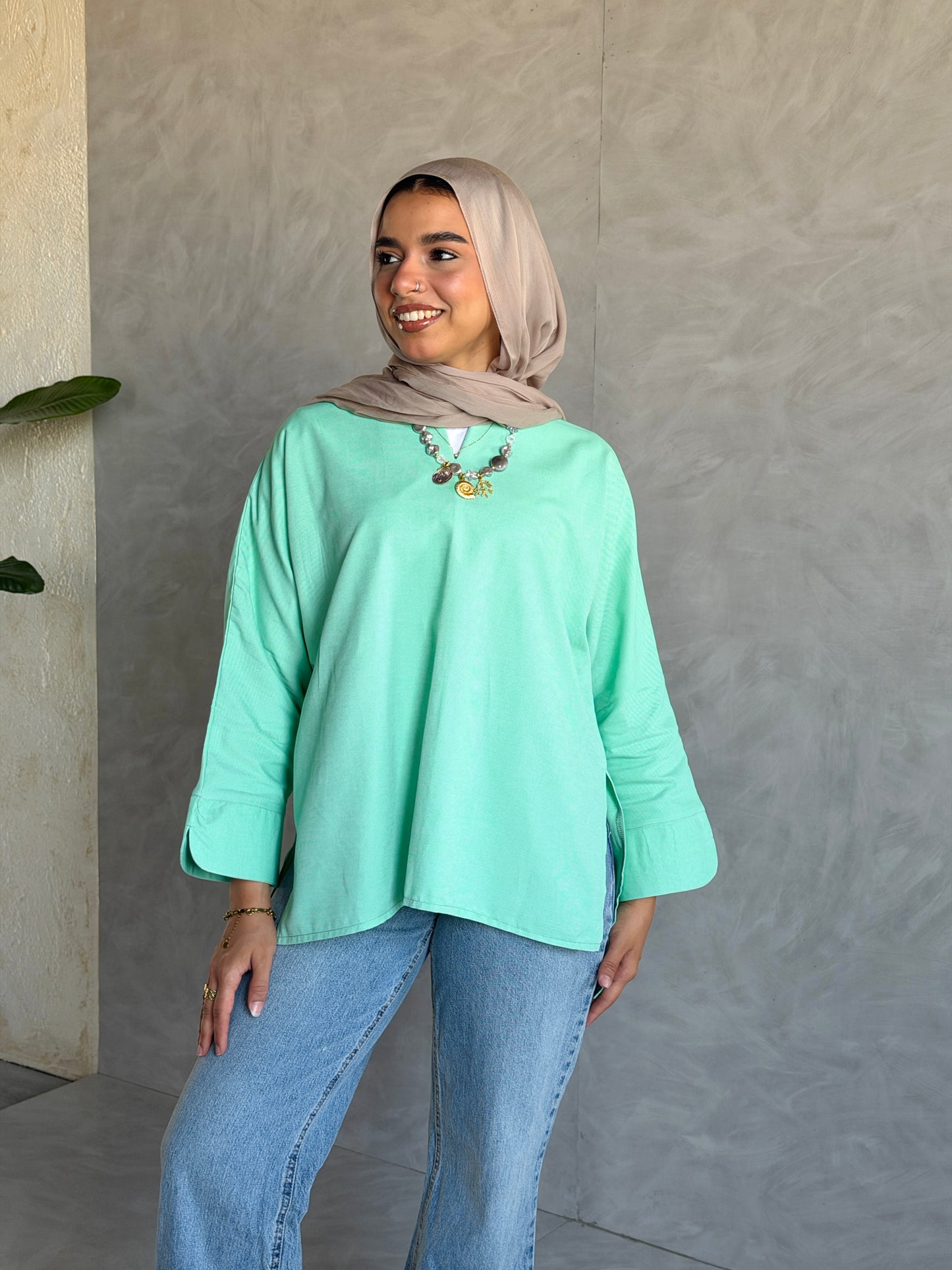 Everyday Cotton Top In Matcha Green