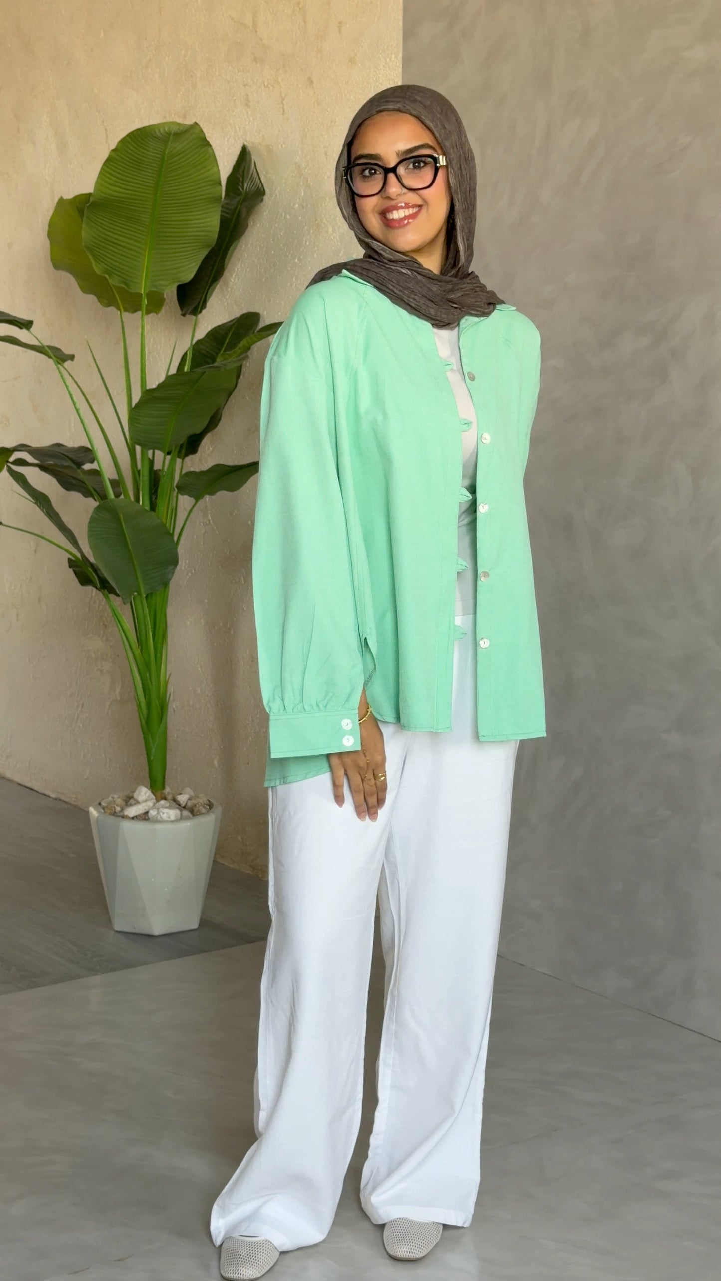 Morning Oversized Shirt In Matcha Green