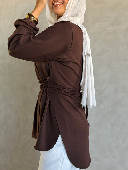 Corset Cotton Top In Brown