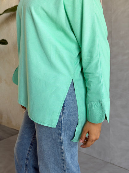 Everyday Cotton Top In Matcha Green