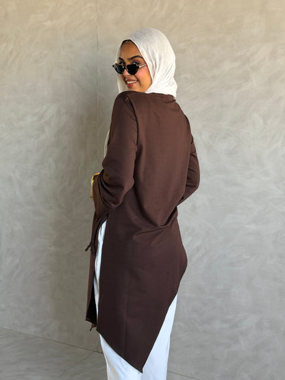 Twist Cotton Top In Brown