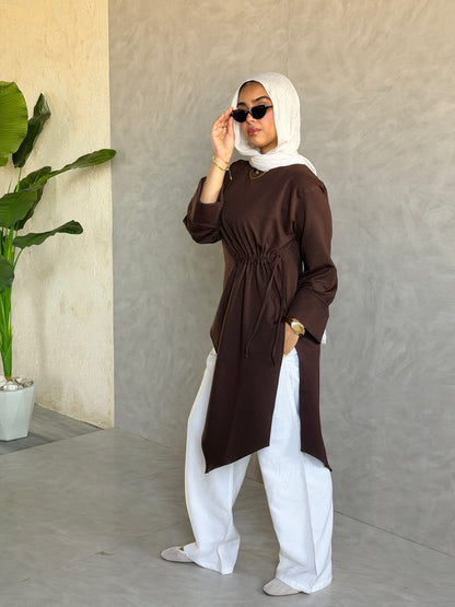 Twist Cotton Top In Brown