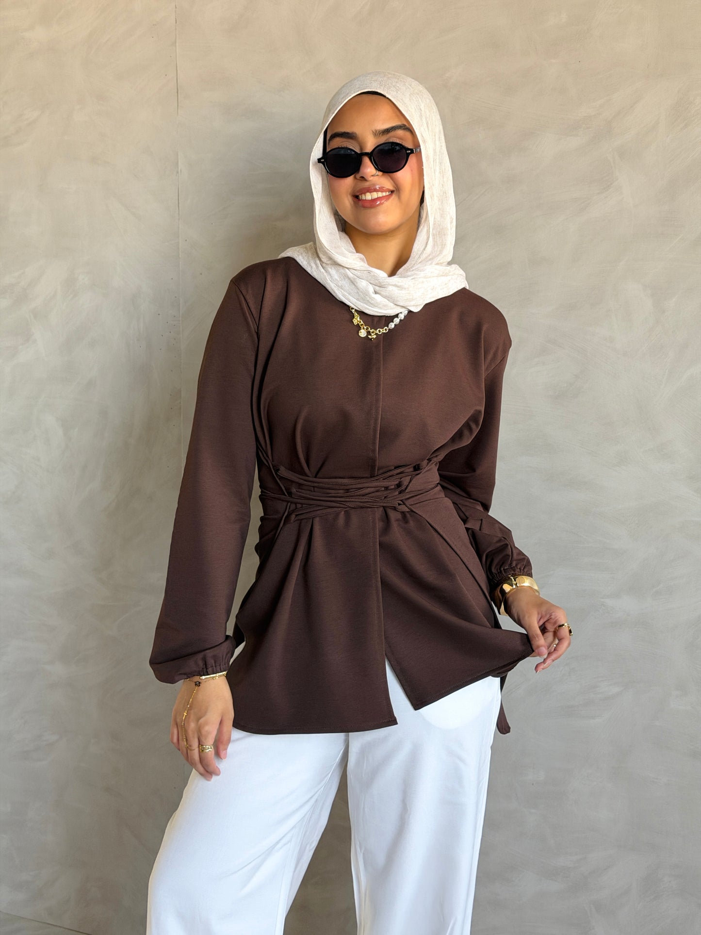 Corset Cotton Top In Brown