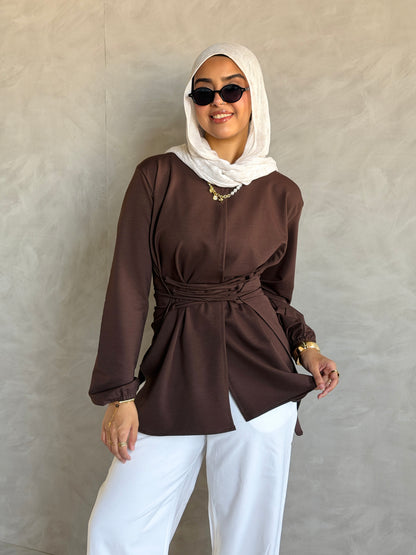 Corset Cotton Top In Brown