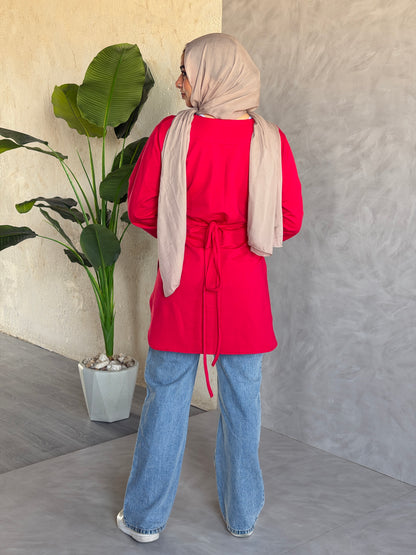 Corset Cotton Top In Red