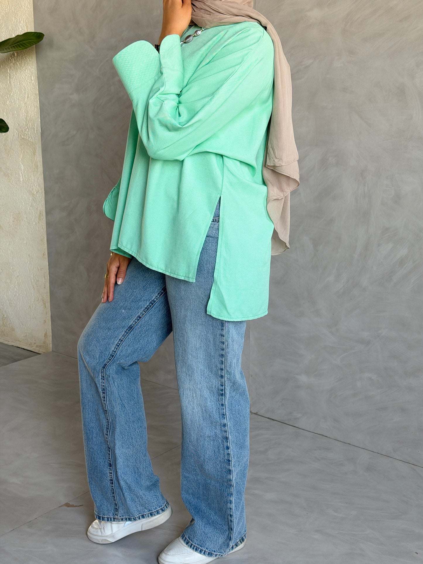 Everyday Cotton Top In Matcha Green