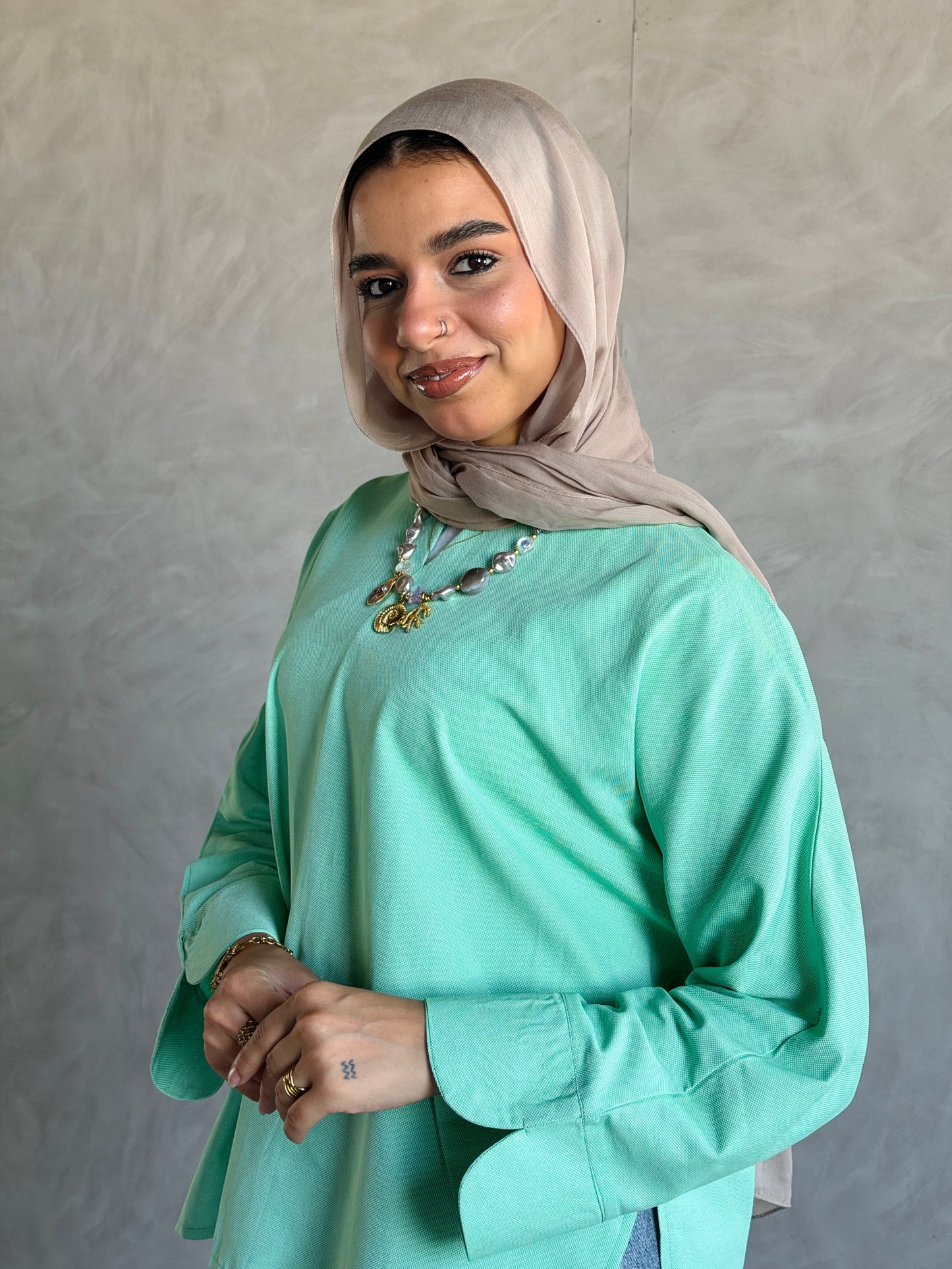 Everyday Cotton Top In Matcha Green