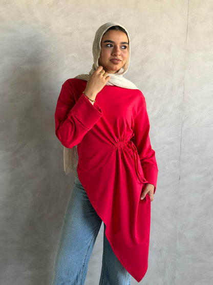 Twist Cotton Top In Red