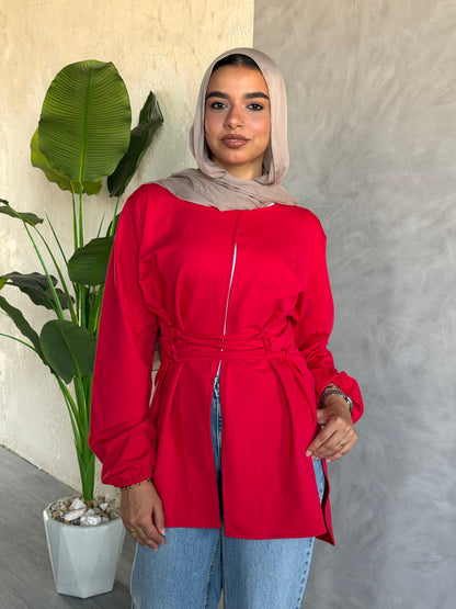 Corset Cotton Top In Red