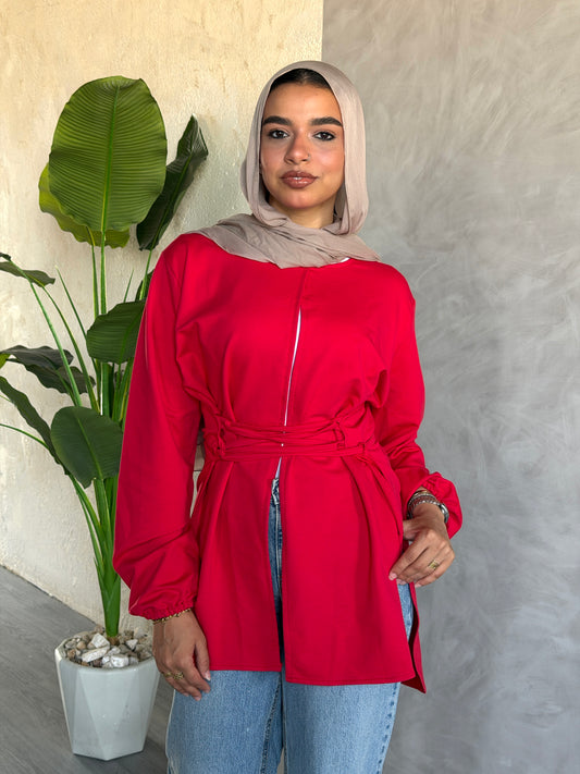 Corset Cotton Top In Red