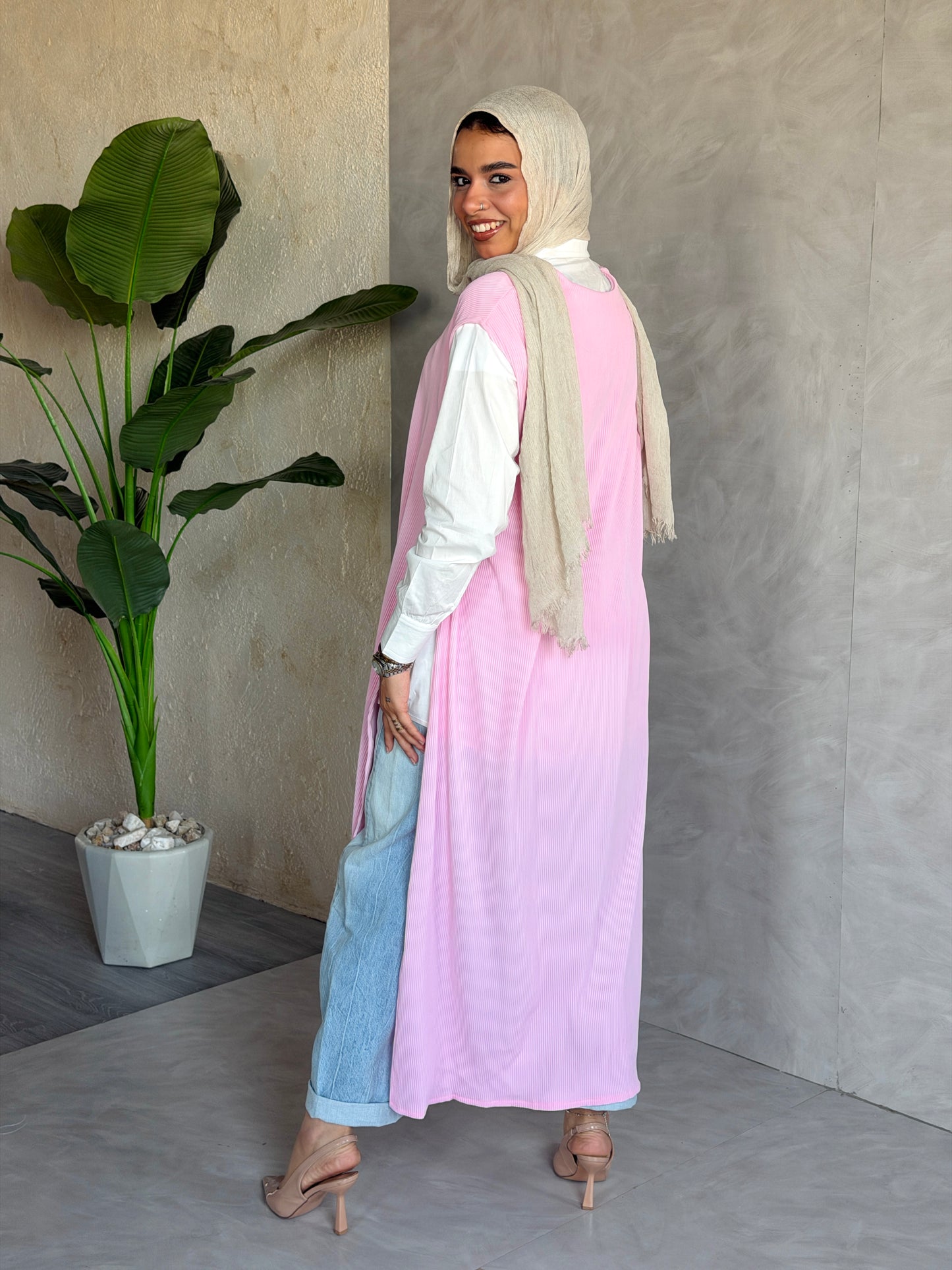 The Easy Layer Vest In Hot Pink