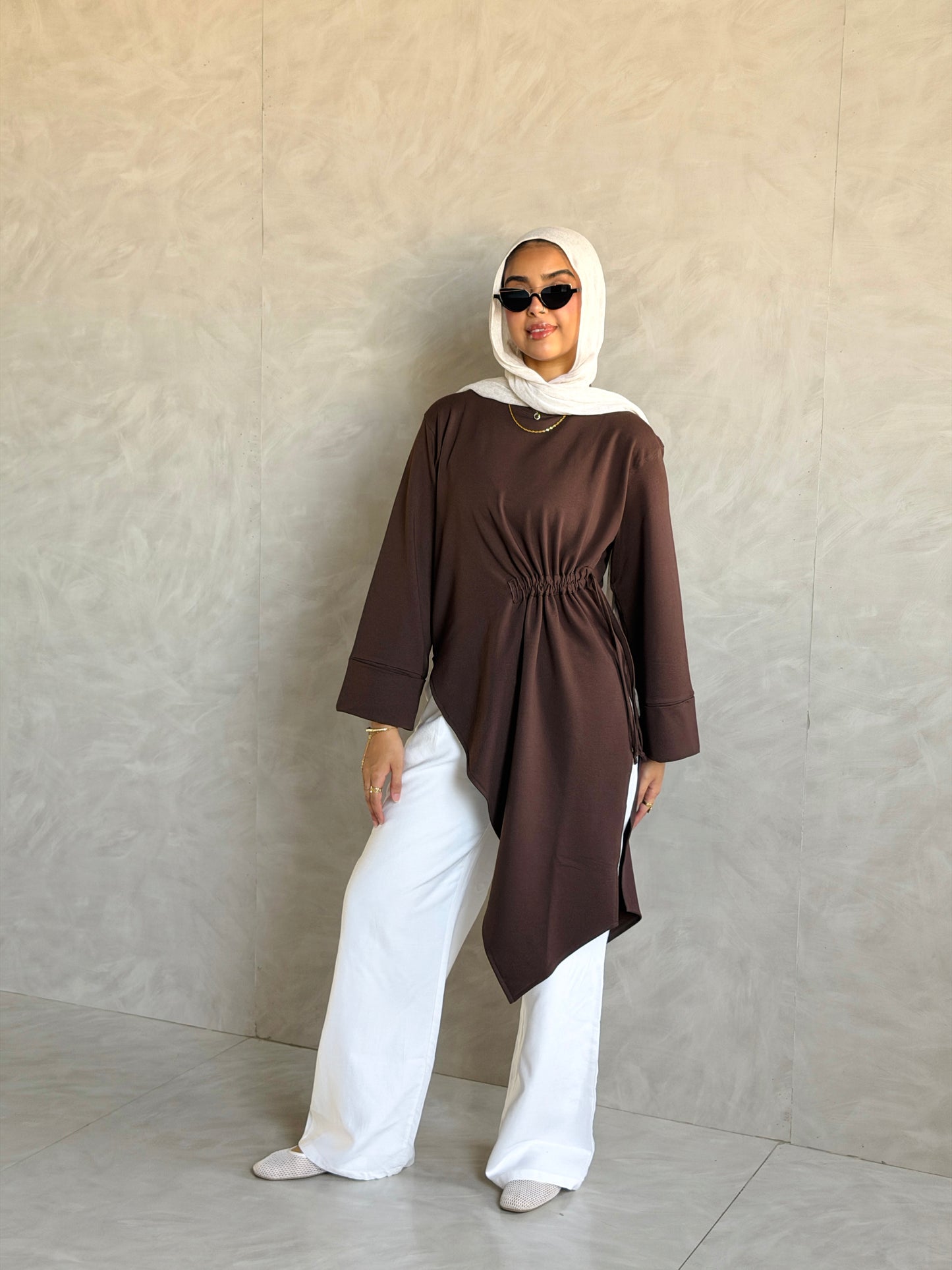 Twist Cotton Top In Brown