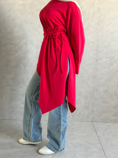 Twist Cotton Top In Red