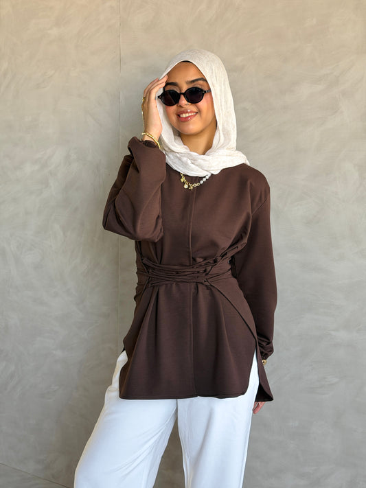 Corset Cotton Top In Brown