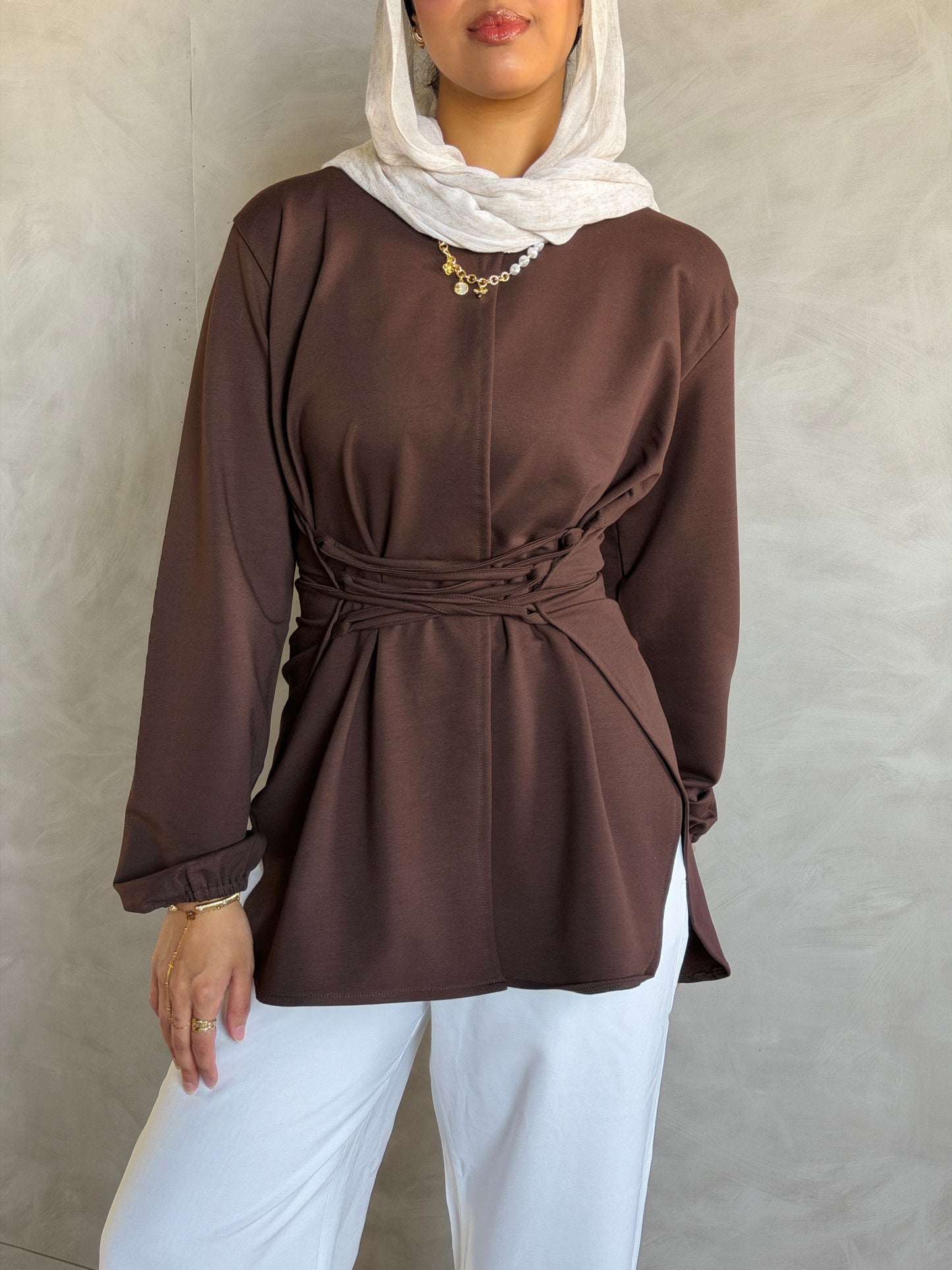 Corset Cotton Top In Brown