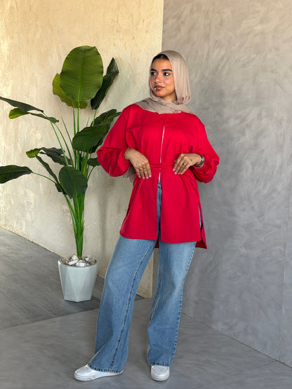 Corset Cotton Top In Red