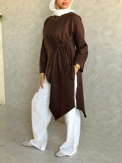 Twist Cotton Top In Brown