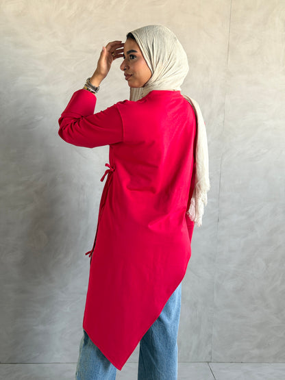 Twist Cotton Top In Red