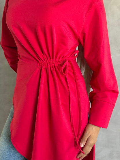 Twist Cotton Top In Red