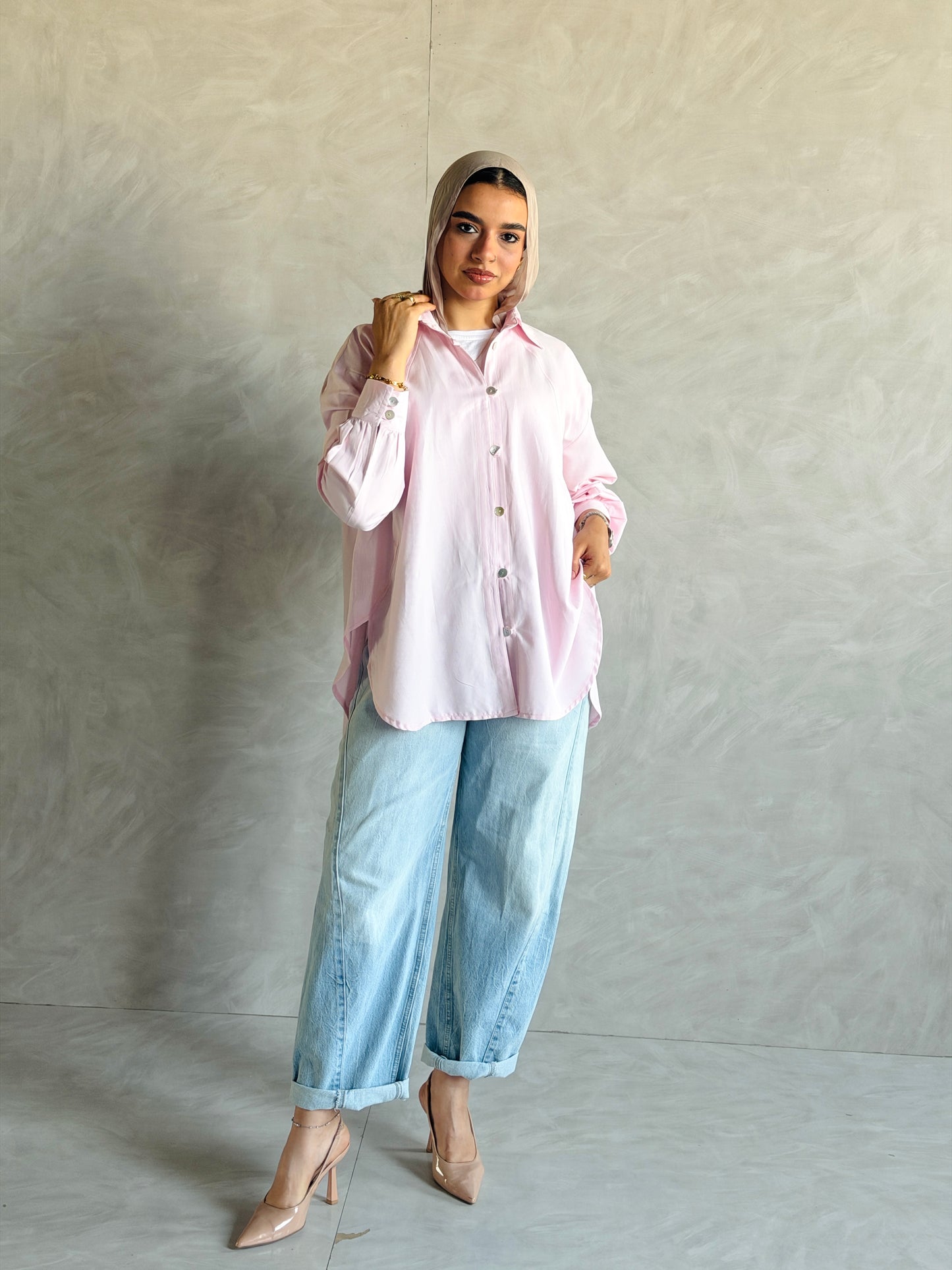 Morning Oversized Shirt In Baby Pink