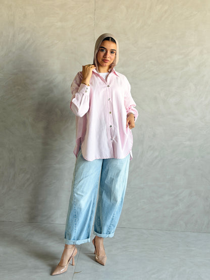 Morning Oversized Shirt In Baby Pink