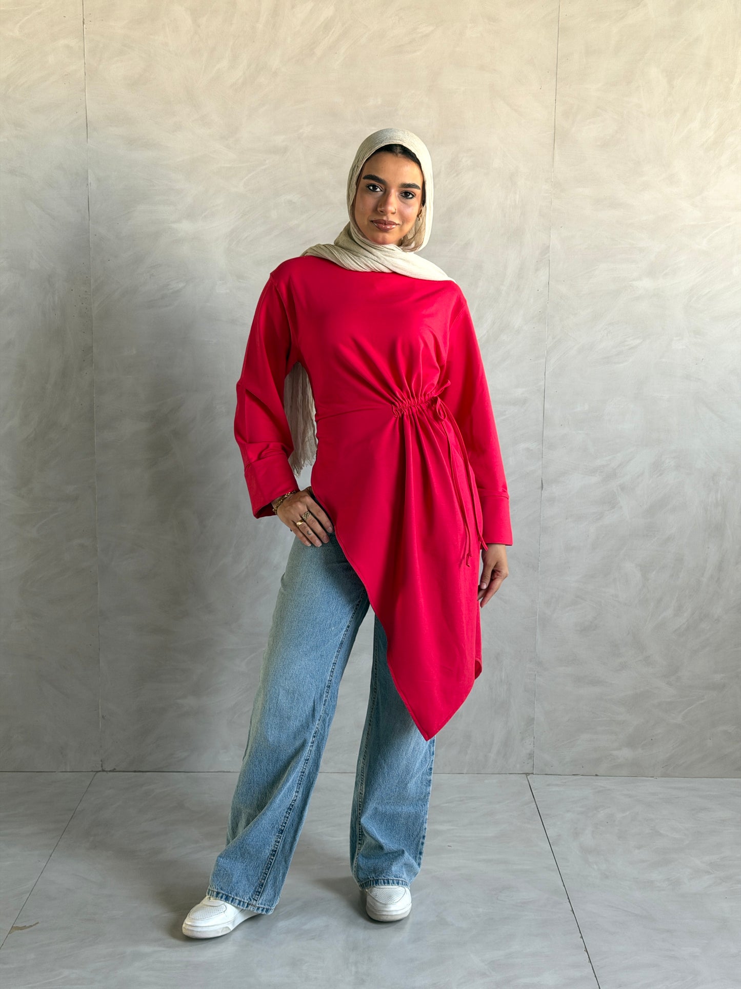 Twist Cotton Top In Red