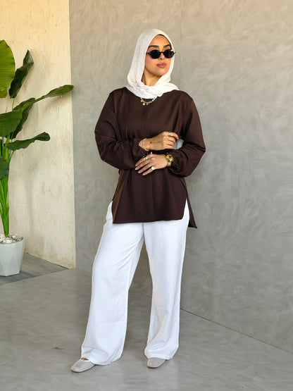 Corset Cotton Top In Brown