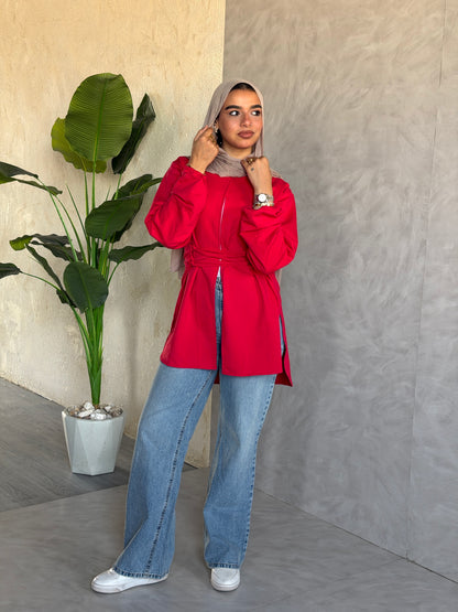 Corset Cotton Top In Red