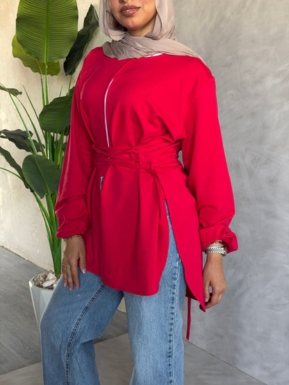 Corset Cotton Top In Red