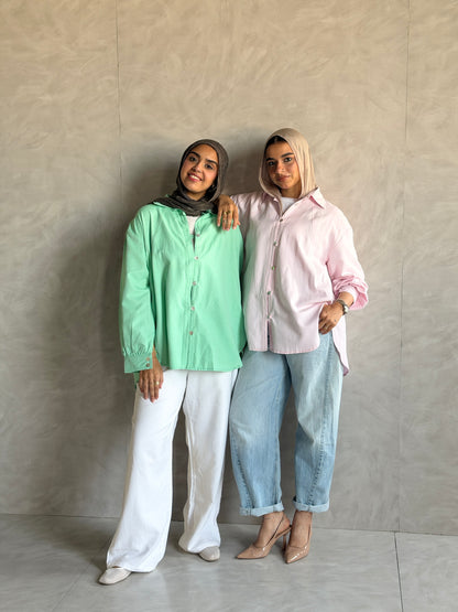 Morning Oversized Shirt In Matcha Green