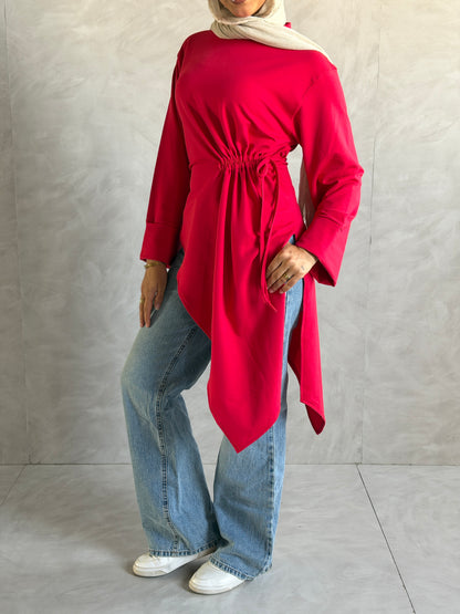 Twist Cotton Top In Red