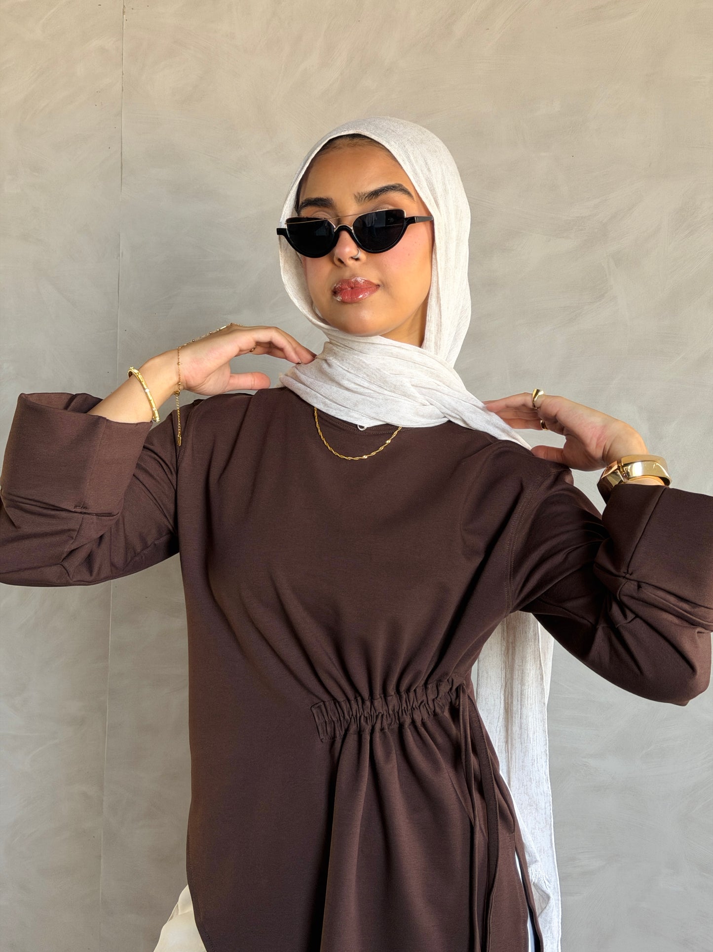 Twist Cotton Top In Brown