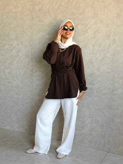 Corset Cotton Top In Brown