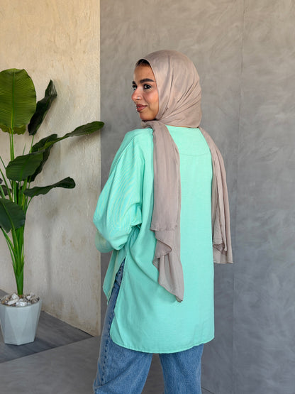Everyday Cotton Top In Matcha Green
