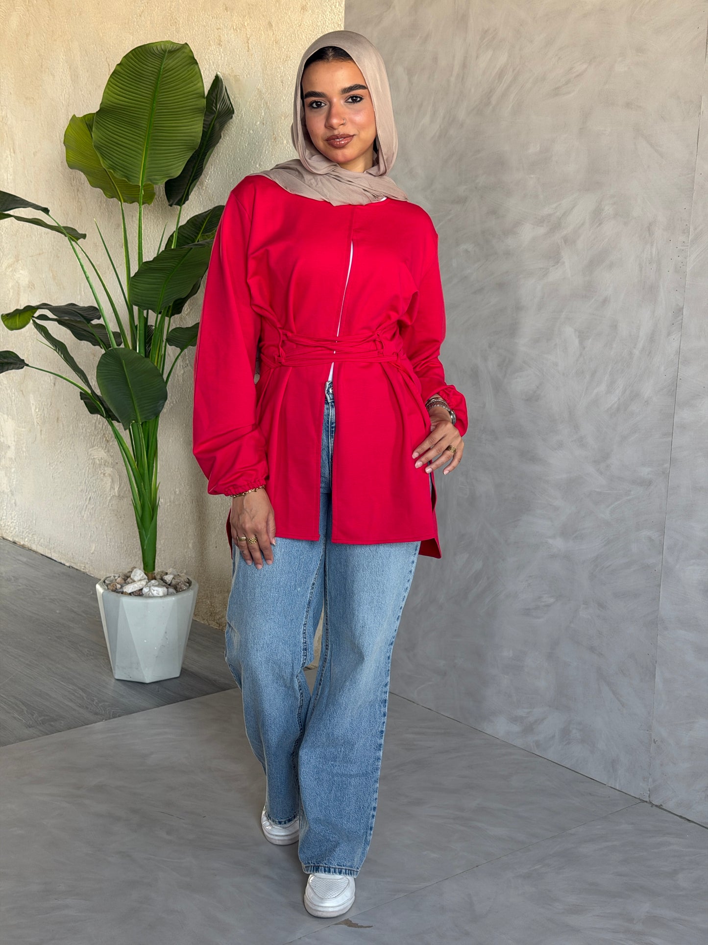 Corset Cotton Top In Red