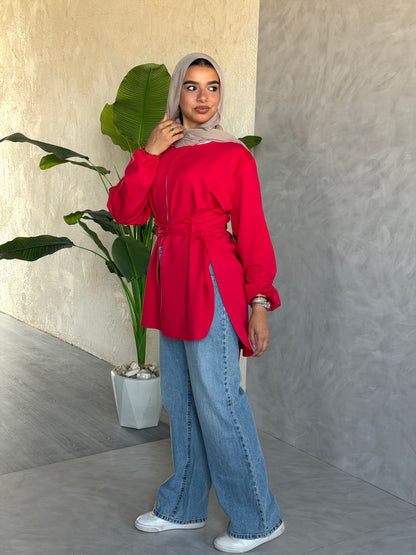 Corset Cotton Top In Red
